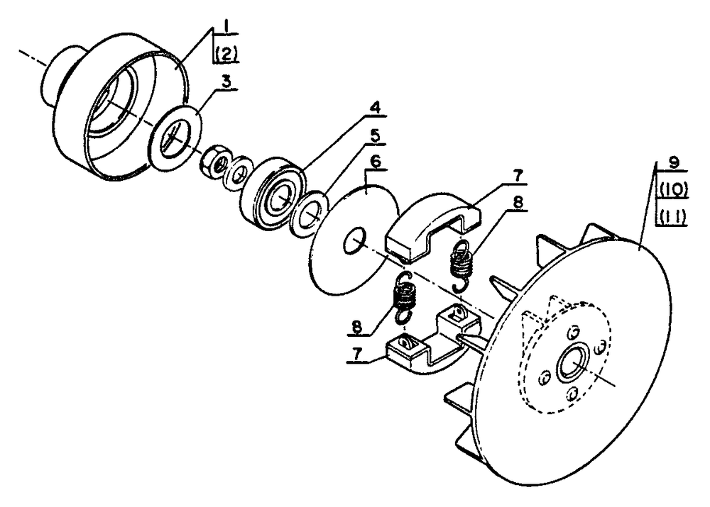 Clutch, Fan Diagram and Parts List for SRM-202 F Version Echo Trimmer