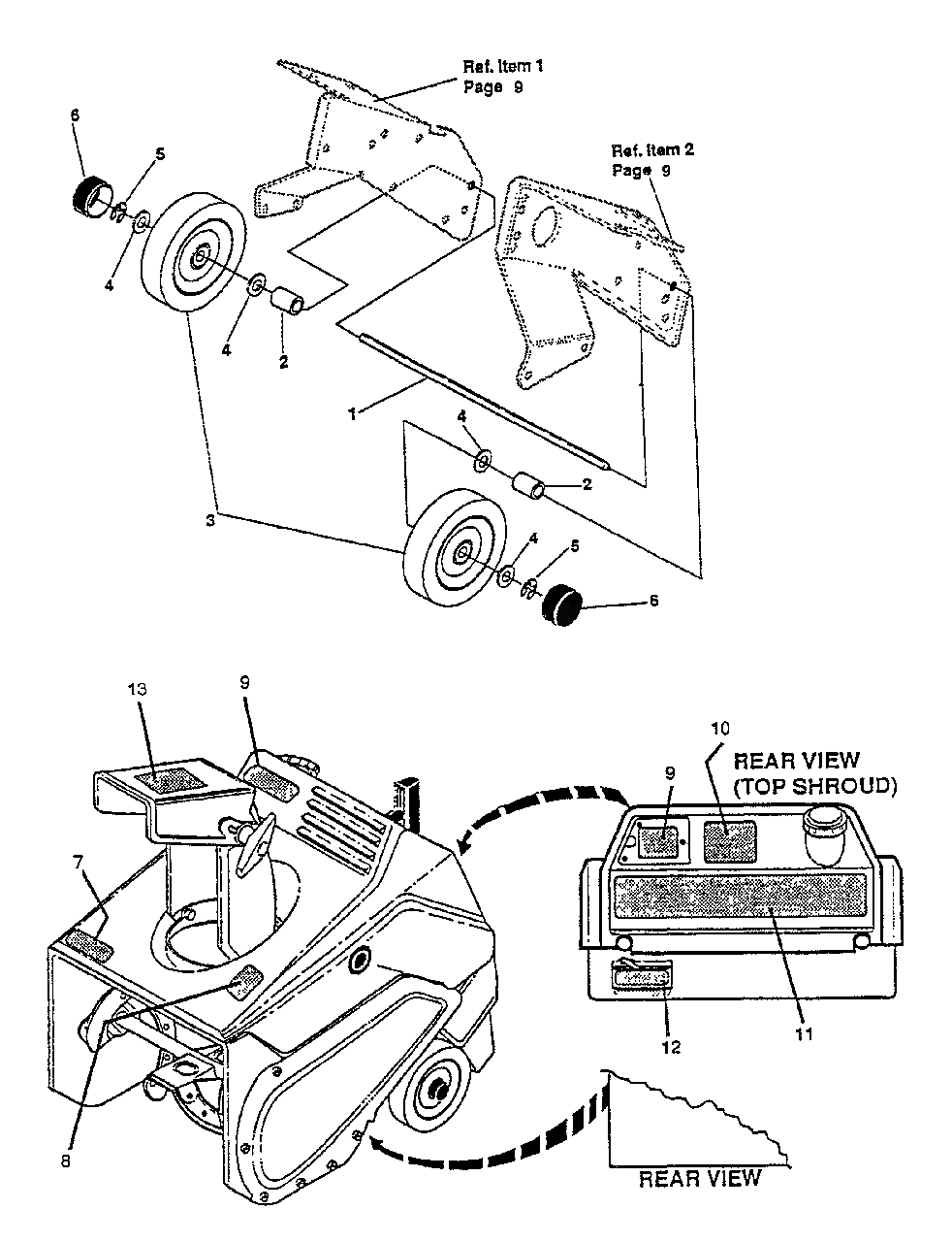 Wheels, Decals Diagram and Parts List for ST-4500E 5001181329934 - 5001999999999 Echo Snow Blower