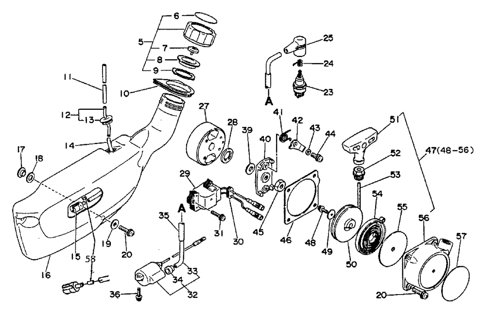 Fuel System, Ignition, Starter Diagram and Parts List for PB-300E 0049617 - 9999999 Echo Leaf Blower / Vacuum