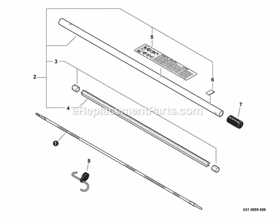 Main_Pipe_Assembly Diagram and Parts List for 99944200465 S89200001001 - S89200999999 Echo Trimmer