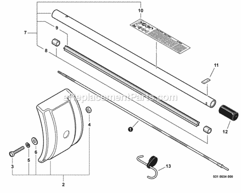 Main_Pipe_Assembly_Shield Diagram and Parts List for 99944200513  Echo Cultivator
