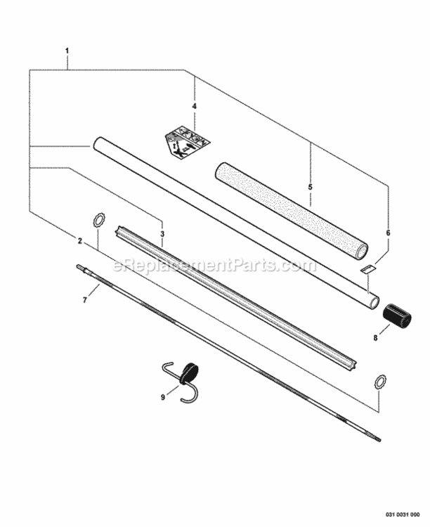 Main_Pipe_Assembly_Driveshaft Diagram and Parts List for 99944200532  Echo Pole Saw