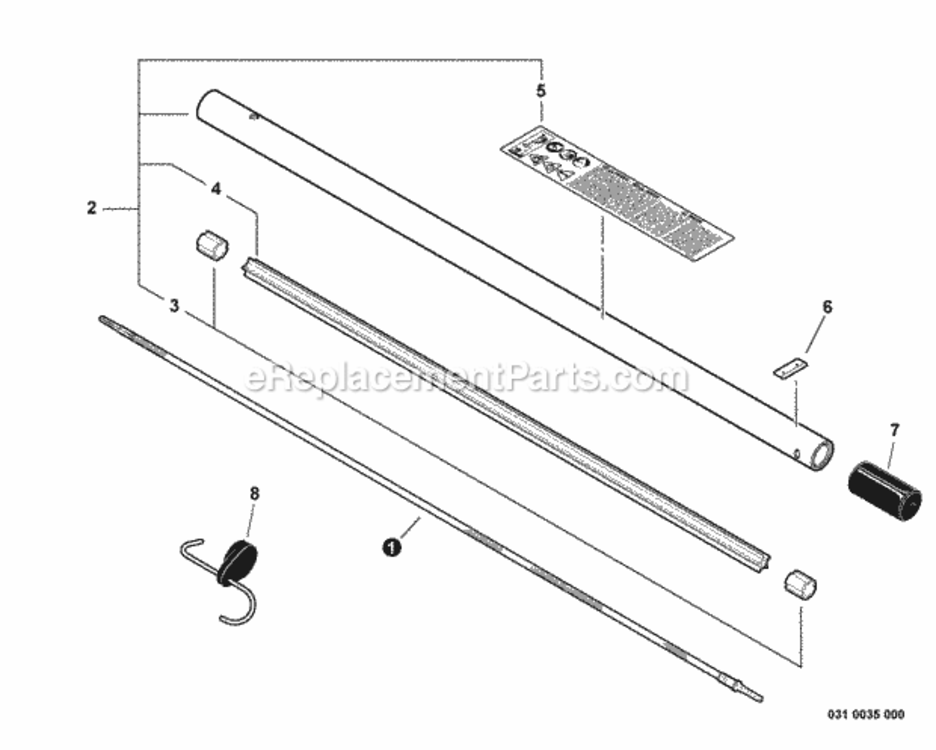 Main_Pipe_Assembly Diagram and Parts List for 99944200553  Echo Power Broom