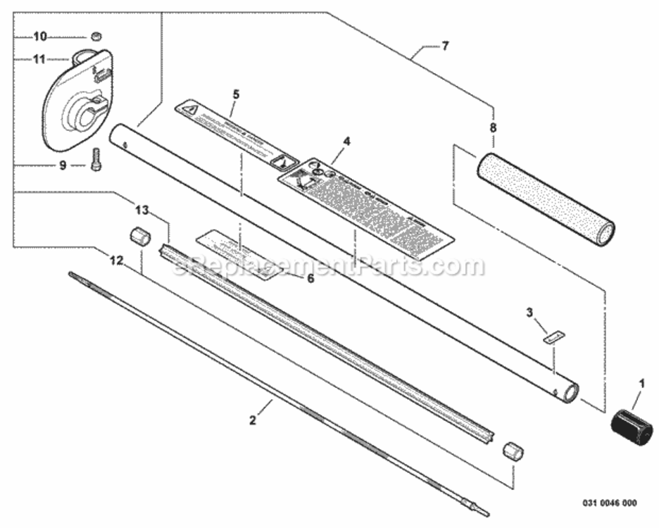 Main_Pipe_Asssembly_Cutter_Guard Diagram and Parts List for 99944200595  Echo Hedge Trimmer