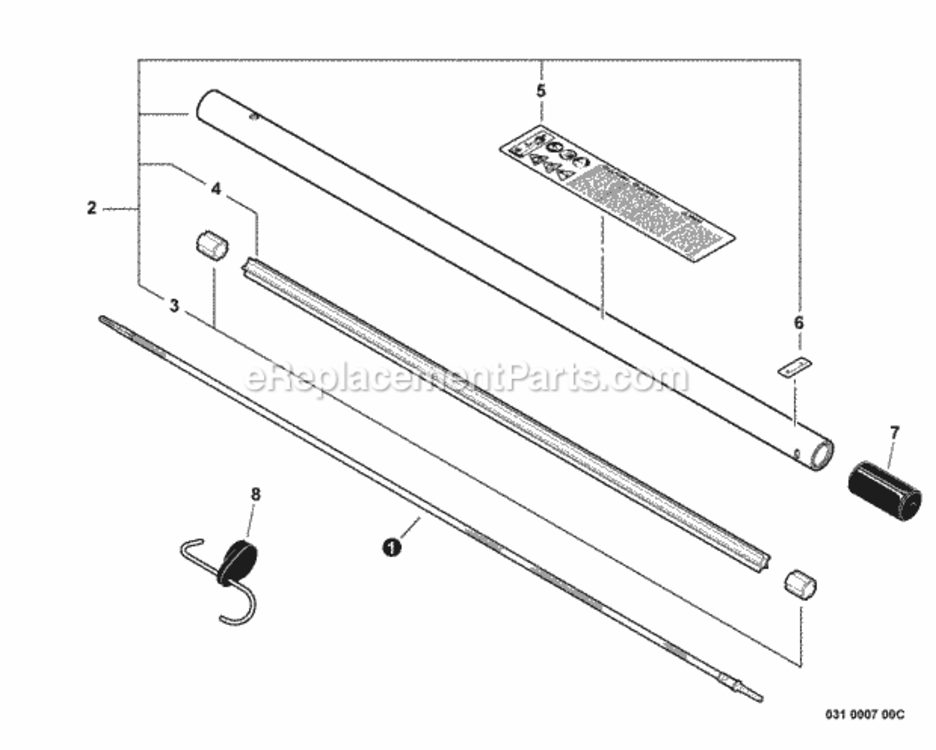 Main_Pipe_Assembly_Flexible_Driveshaft Diagram and Parts List for 99944200610  Echo Trimmer