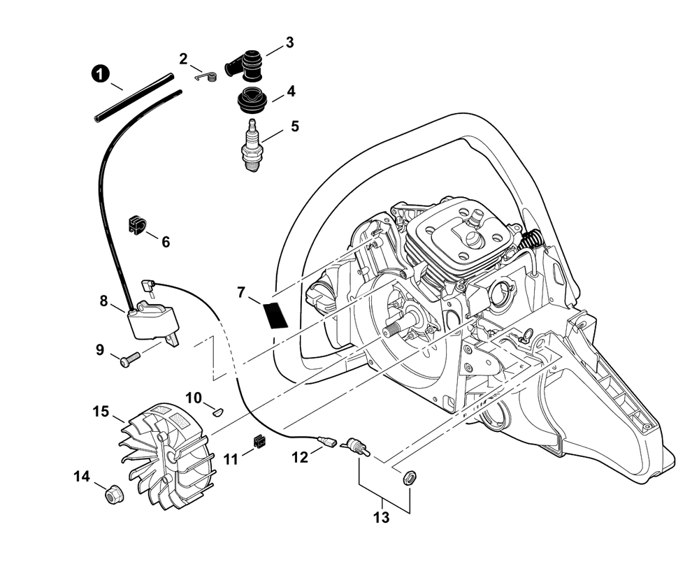 Ignition Diagram and Parts List for CS-590 C84329001001 - C84329999999 Echo Chainsaw