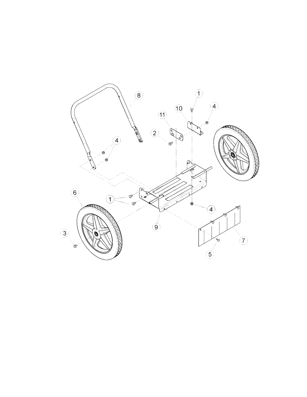 Axle Diagram and Parts List for WT-1610T 110WTB000001 - 110WTB999999 Echo Trimmer