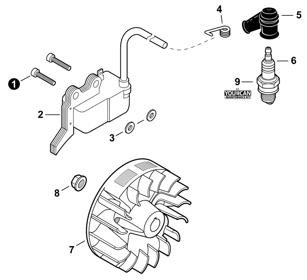 Ignition Diagram and Parts List for PB-2520 P54826001001 - P54826999999 Echo Leaf Blower / Vacuum