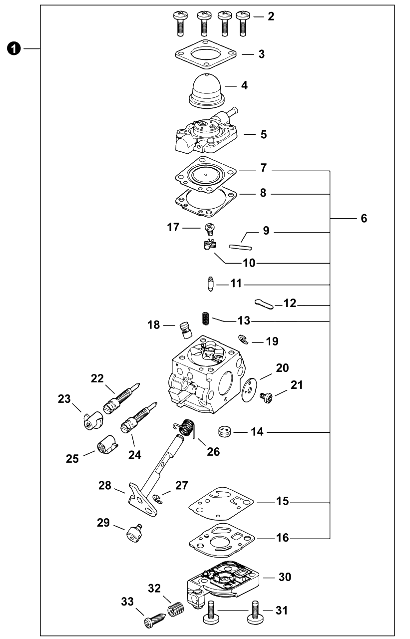 Carburetor Diagram and Parts List for TC-210 E14714001001 - E14714999999 Echo Tiller