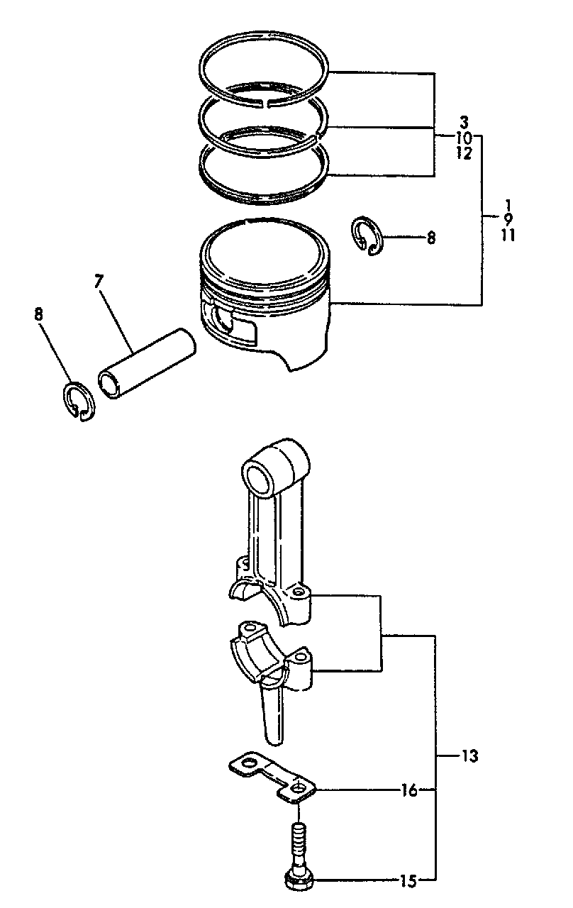 Connecting Rod, Piston Diagram and Parts List for EG-2300 01001 - 03371 Echo Generator