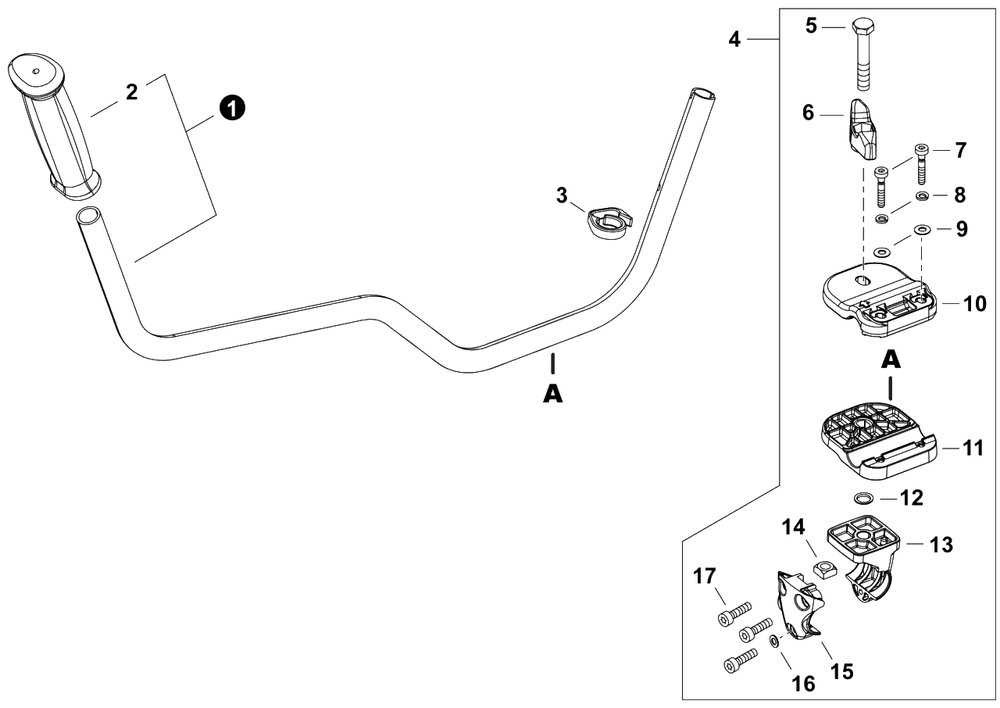 Handlebar Diagram and Parts List for DSRM-2600U U56500001001 - U56500999999 Echo Charger