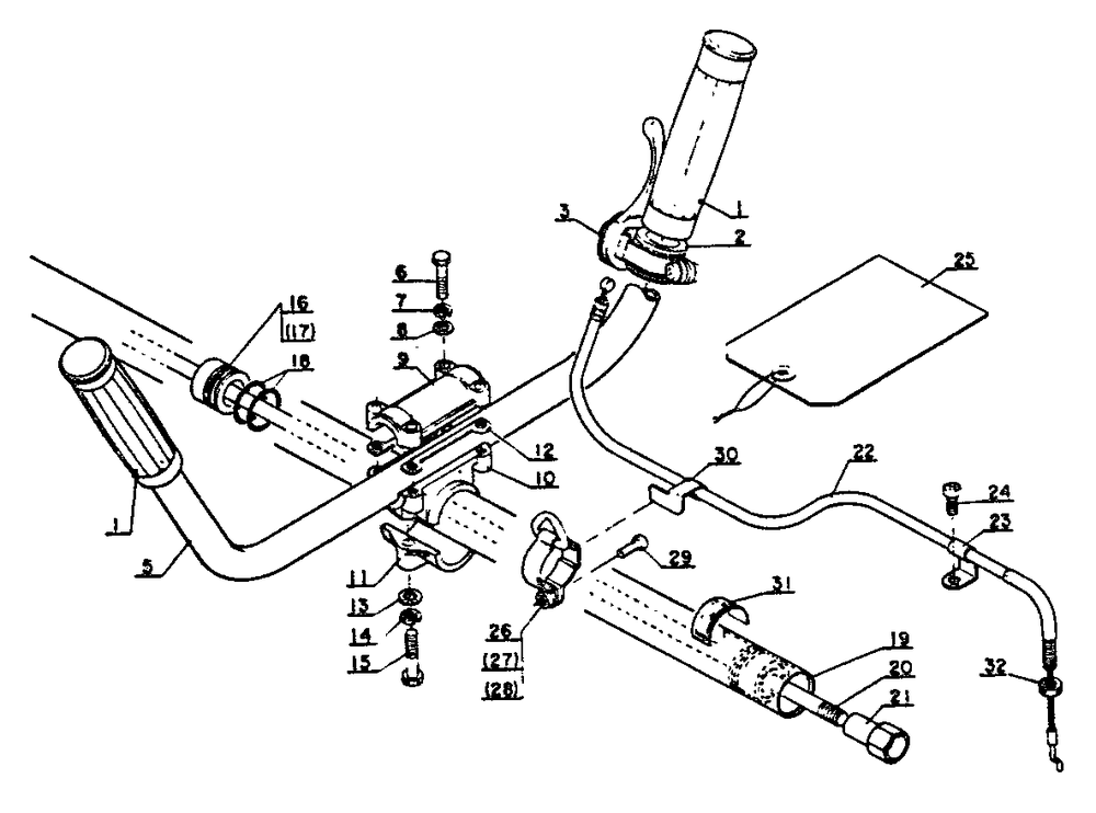 Handles, Throttle Diagram and Parts List for SRM-202 F Version Echo Trimmer