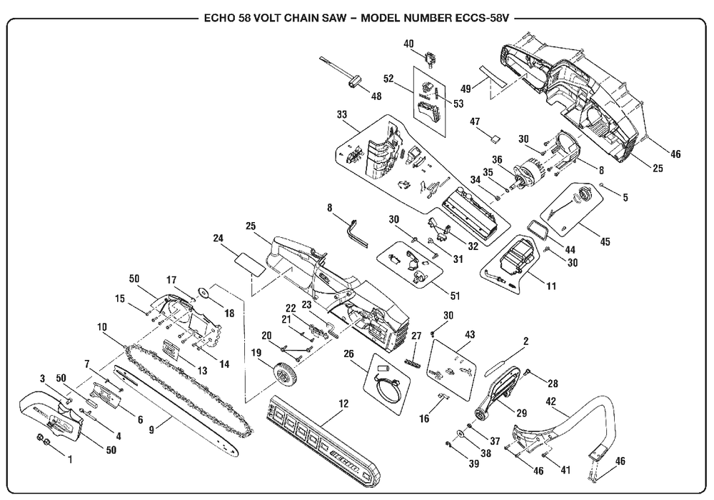 General Assembly Diagram and Parts List for ECCS-58V (Revision 05)(107174021)(2019-02) Echo Charger