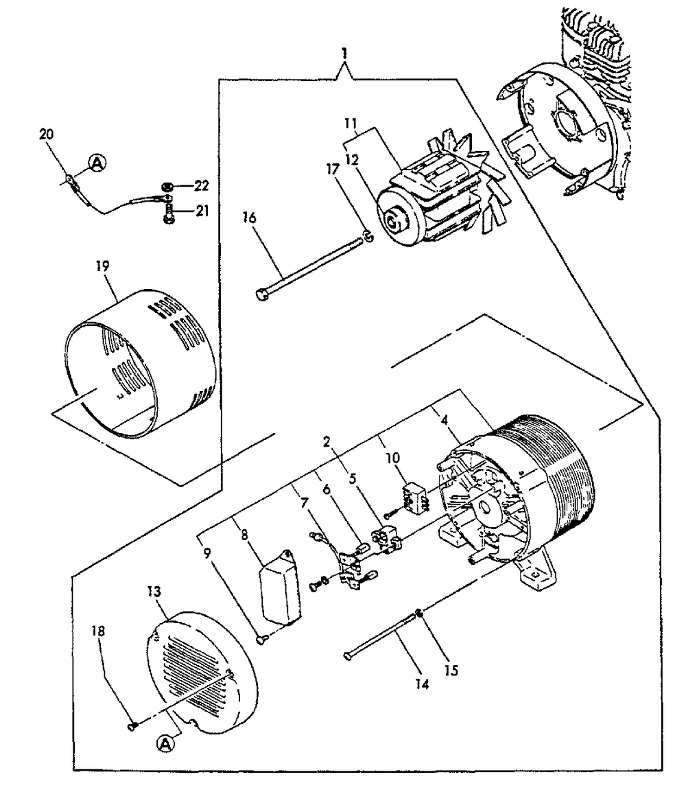 Generator Diagram and Parts List for EG-2300 01001 - 03371 Echo Generator