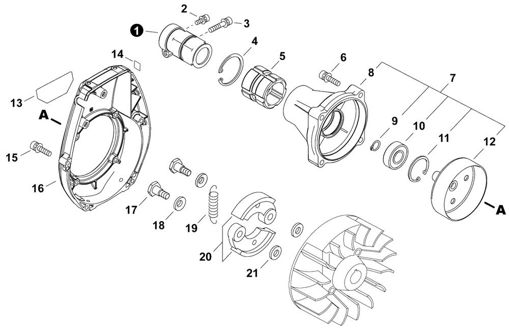 Fan Case S/N: U26520001001-U26520004956 Diagram and Parts List for SRM-4510 U53726001001 - U53726999999 Echo Brush Cutter