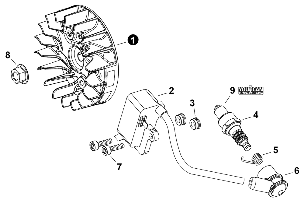 Ignition Diagram and Parts List for CS-2511T C80115001001 - C80115999999 Echo Chainsaw