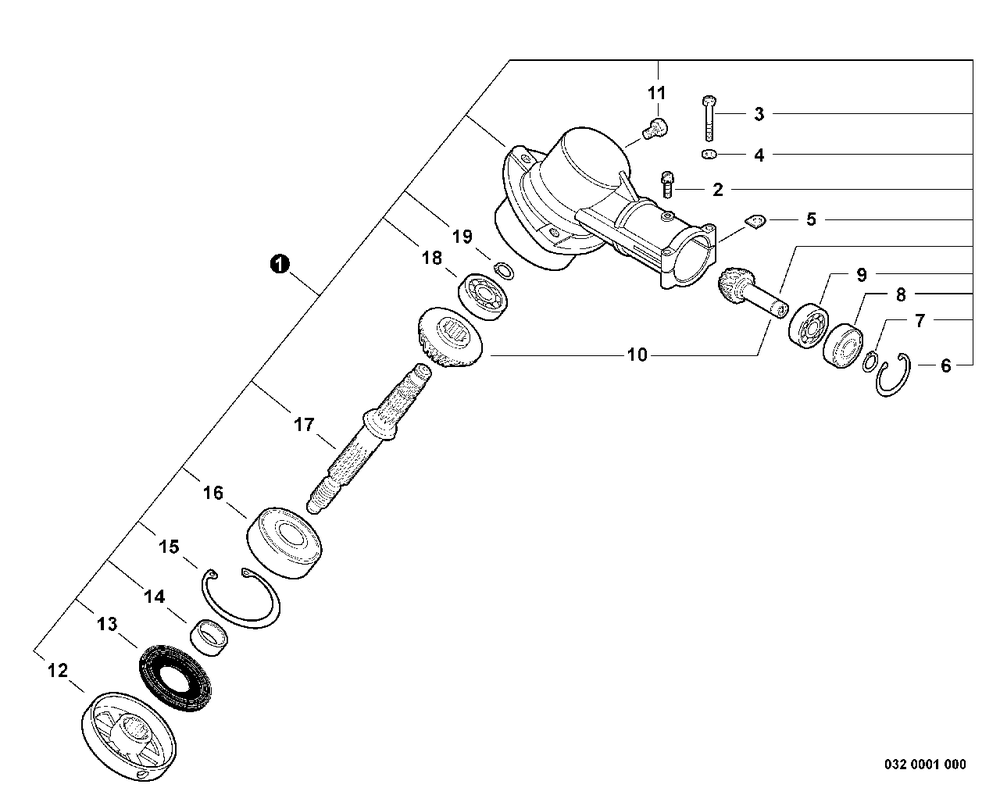 Gear Case Diagram and Parts List for SRM-230 S73112127552 - S73112328927 Echo Trimmer