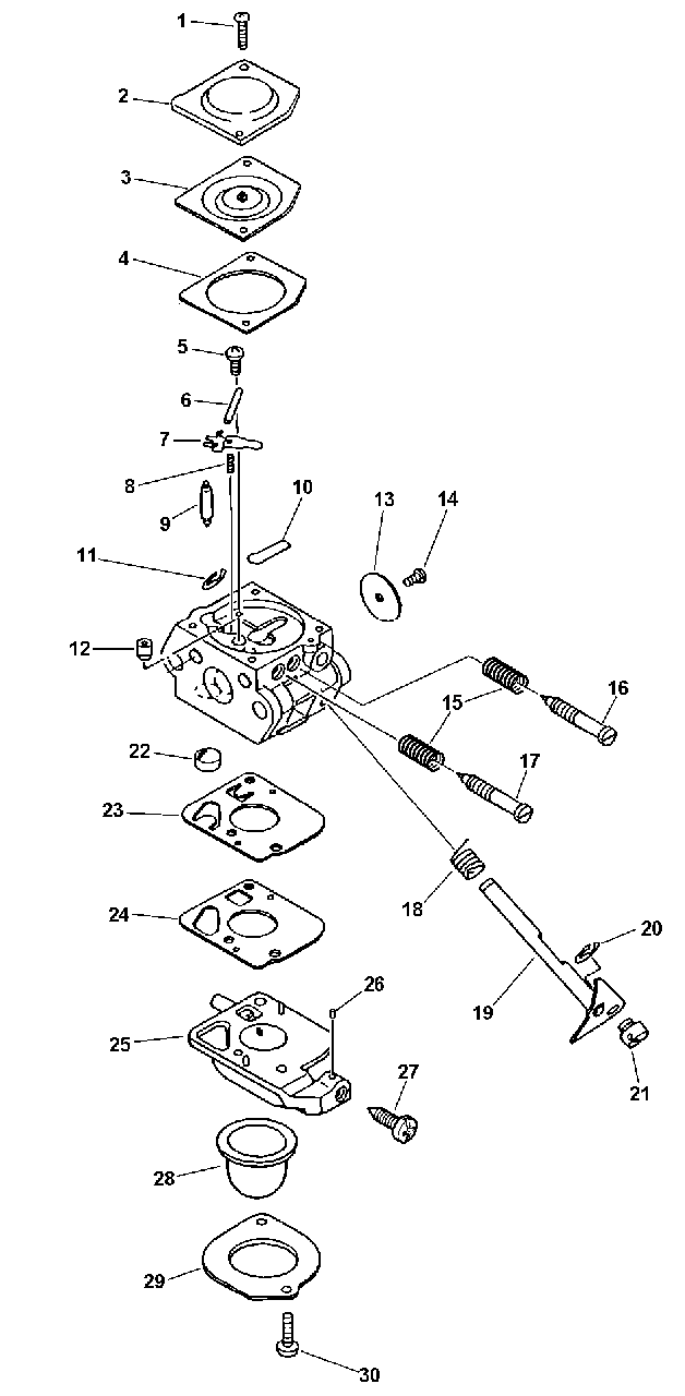 Carburetor Diagram and Parts List for SRM-2100 159491 - 999999 Echo Trimmer