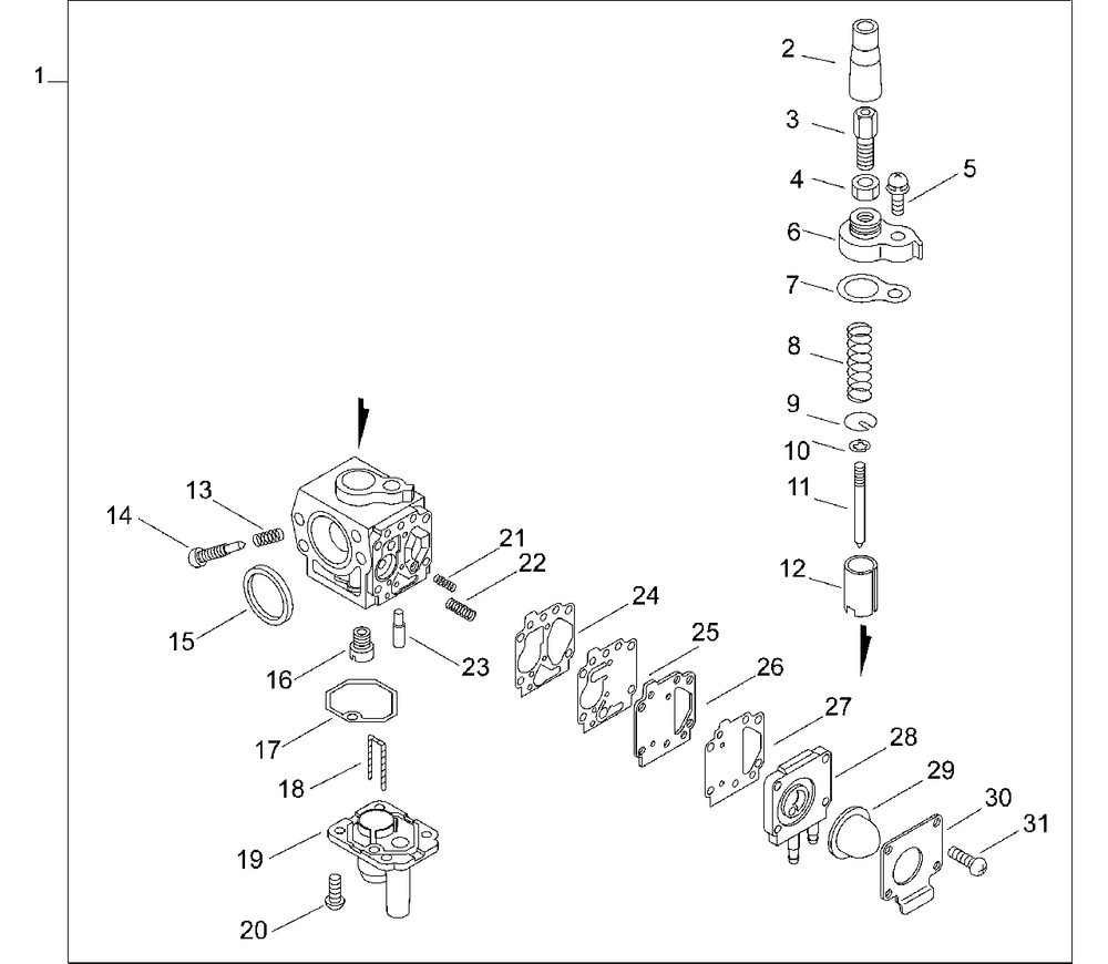 Carburetor Diagram and Parts List for SHP-800 500005065 - 500999999 Echo Sprayer