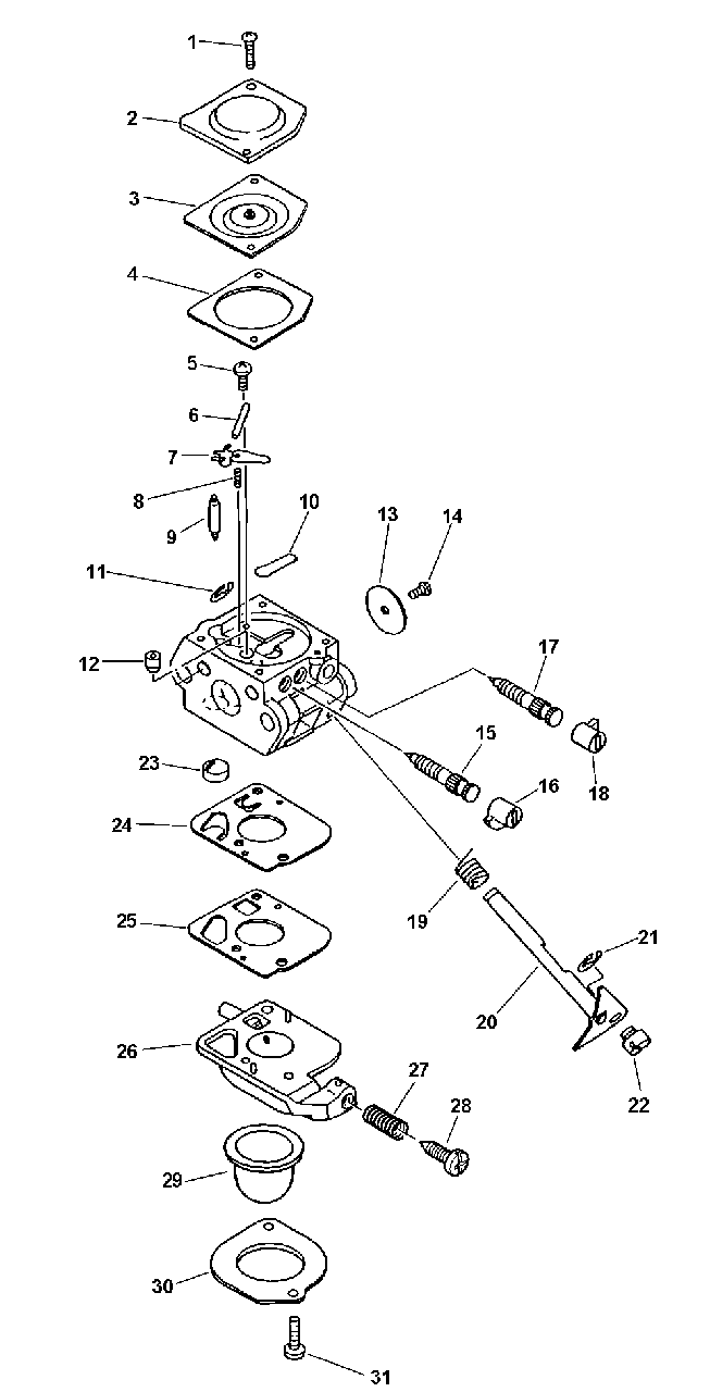Carburetor Diagram and Parts List for SRM-2100 159491 - 999999 Echo Trimmer