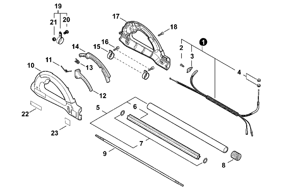 Throttle Control Diagram and Parts List for 99000 99922204513 Echo Hedge Trimmer