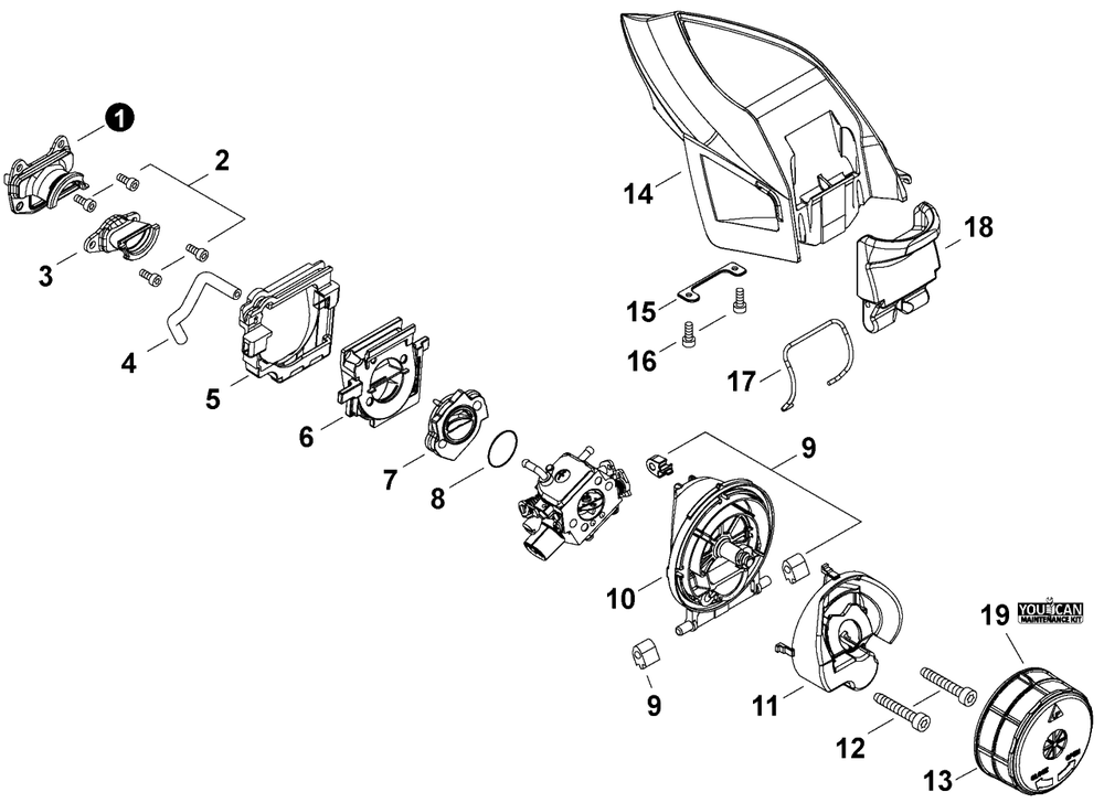 Intake Diagram and Parts List for CS-4920 C92115001001 - C92115999999 Echo Chainsaw
