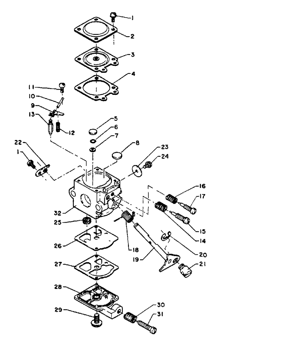 Carburetor Diagram and Parts List for SRM-210 AE Version Echo Trimmer
