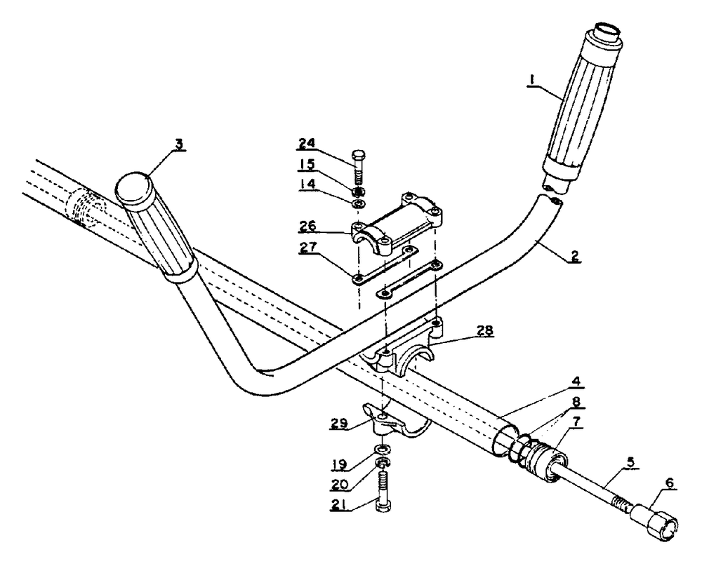 Handle Diagram and Parts List for SRM-202 DA Version Echo Trimmer