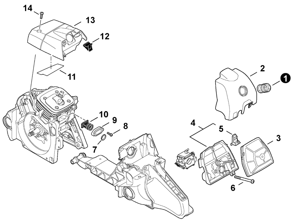Intake Diagram and Parts List for CS-590 C84329001001 - C84329999999 Echo Chainsaw