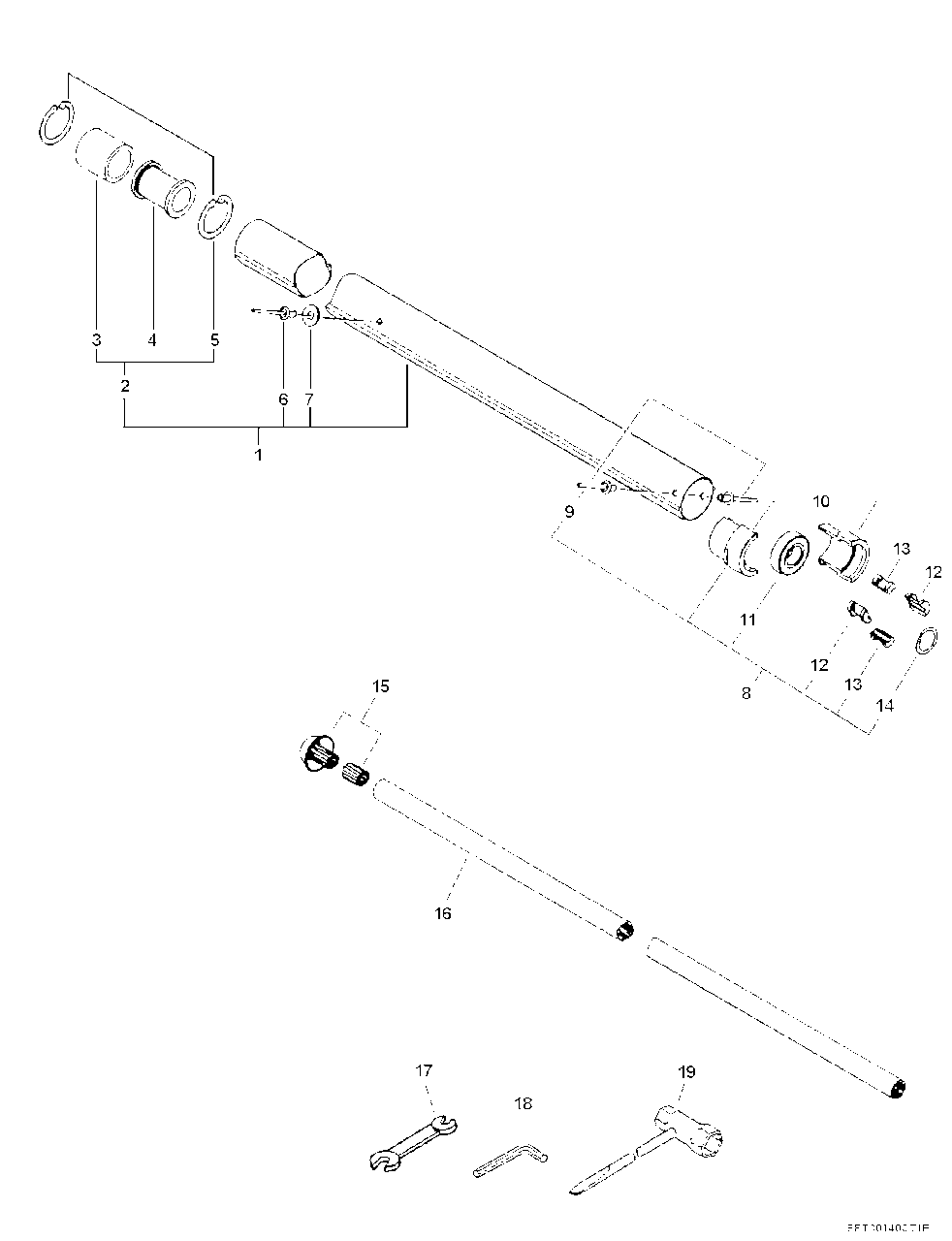 Upper Pipe, Upper Drive Shaft, Tools Diagram and Parts List for PPT-2400  Echo Pole Saw