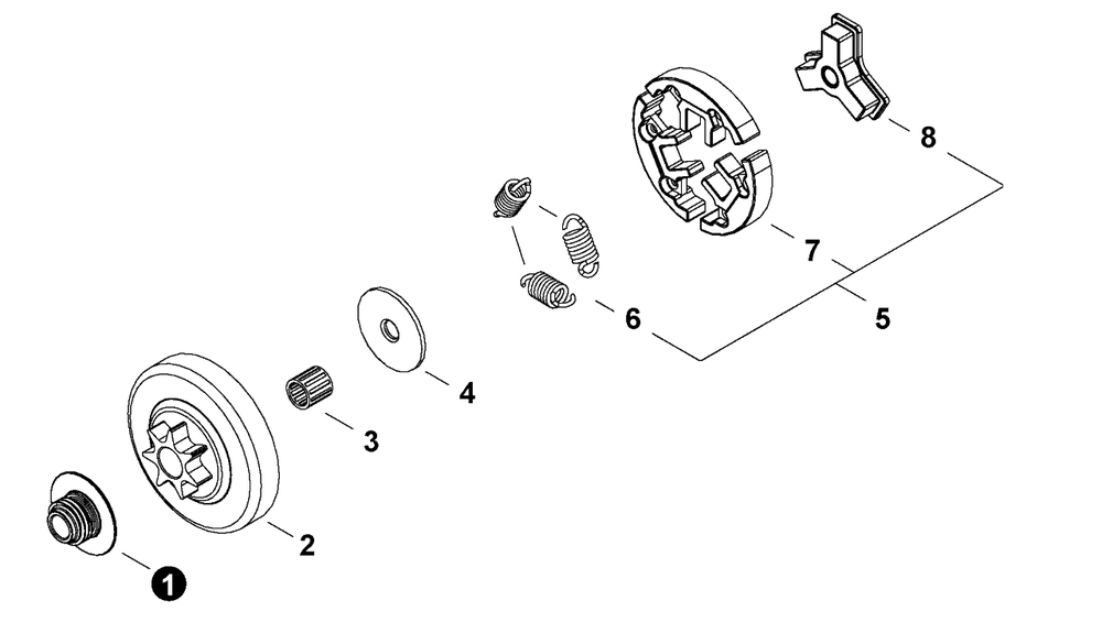 Clutch Diagram and Parts List for CS-4010 C91315001001 - C91315999999 Echo Chainsaw