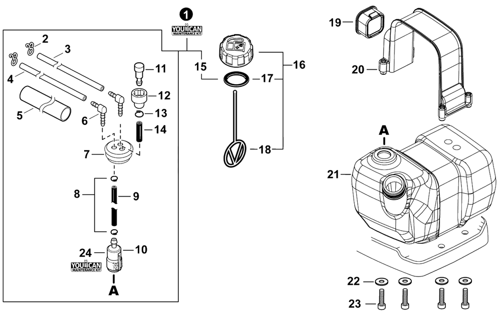 Fuel System Diagram and Parts List for PB-9010H P55915001001 - P55915999999 Echo Leaf Blower / Vacuum