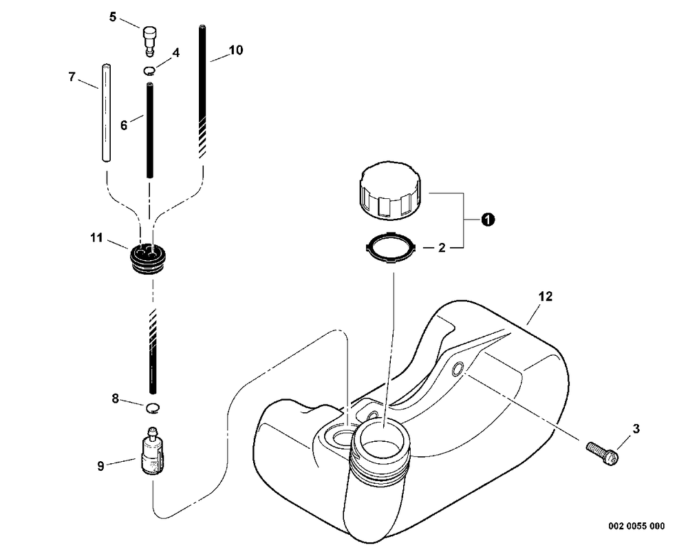 Fuel System Diagram and Parts List for SRM-22GESU S55822001001 - S55822999999 Echo Brush Cutter