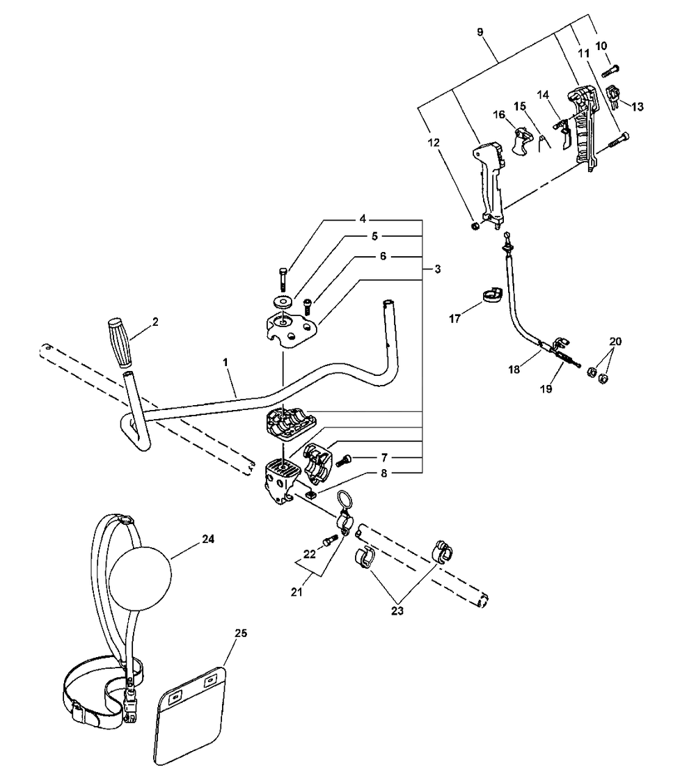 Optional Offset U-Handle Kit 35130454130 Diagram and Parts List for SRM-2100 159491 - 999999 Echo Trimmer