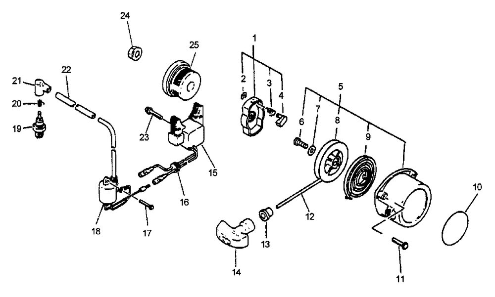 Ignition, Starter (06/96) Diagram and Parts List for PB-400E (Type 1E)(001001 - 509500) Echo Leaf Blower / Vacuum