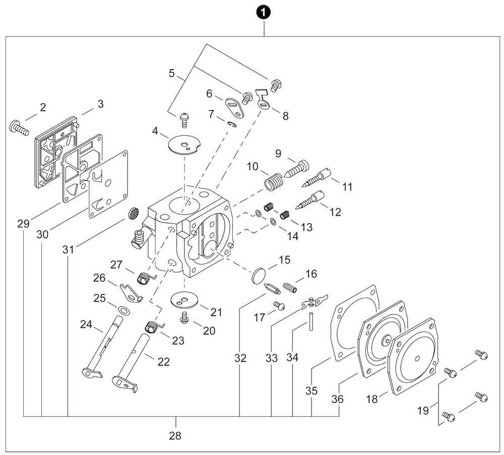 Carburetor Diagram and Parts List for CS-590 C84329001001 - C84329999999 Echo Chainsaw