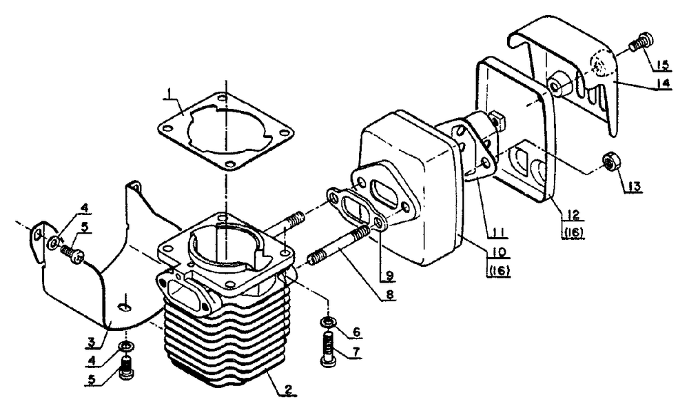 Cylinder Diagram and Parts List for SRM-202 F Version Echo Trimmer