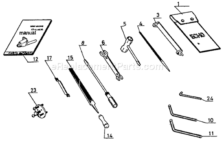 Page J Diagram and Parts List for CS-1001VL  Echo Chainsaw