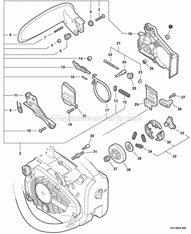 Chain_Brake_Clutch Diagram and Parts List for CS-271T C26312001001 - C26312999999 Echo Chainsaw