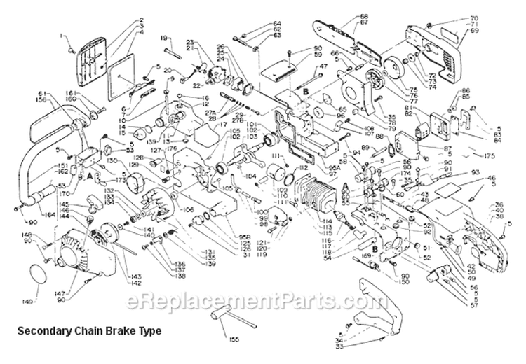 Page D Diagram and Parts List for CS-290EVL After S/N 0008580 Echo Chainsaw