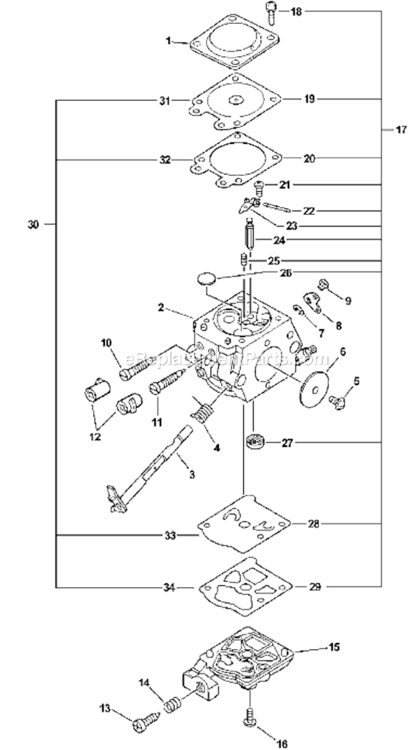 Page B Diagram and Parts List for CS-3000 Type 1 After S/N 001001 Echo Chainsaw
