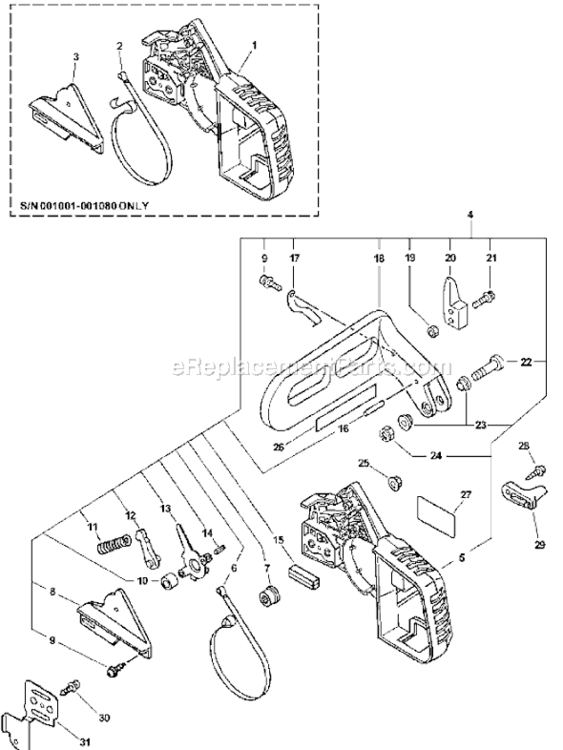 Page C Diagram and Parts List for CS-3000 Type 1 After S/N 001001 Echo Chainsaw