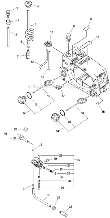 Page F Diagram and Parts List for CS-3000 Type 1 After S/N 001001 Echo Chainsaw