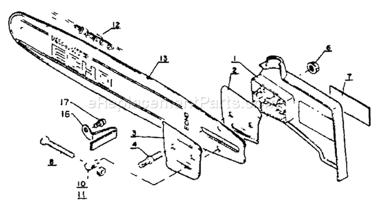 Page E Diagram and Parts List for CS-302S 30501 - 64670 Echo Chainsaw