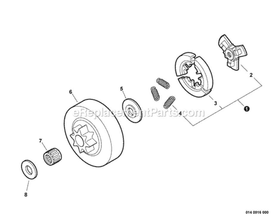 Clutch Diagram and Parts List for CS-303T C26012001001 - C26012999999 Echo Chainsaw