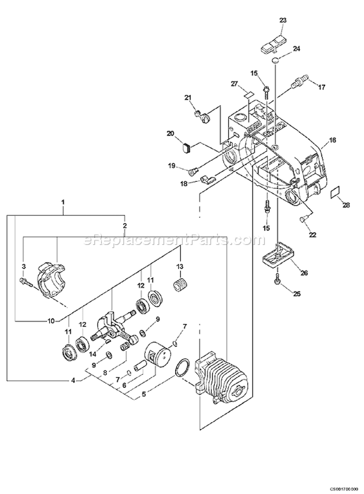 Page C Diagram and Parts List for CS-305 03001001 - 03999999 Echo Chainsaw