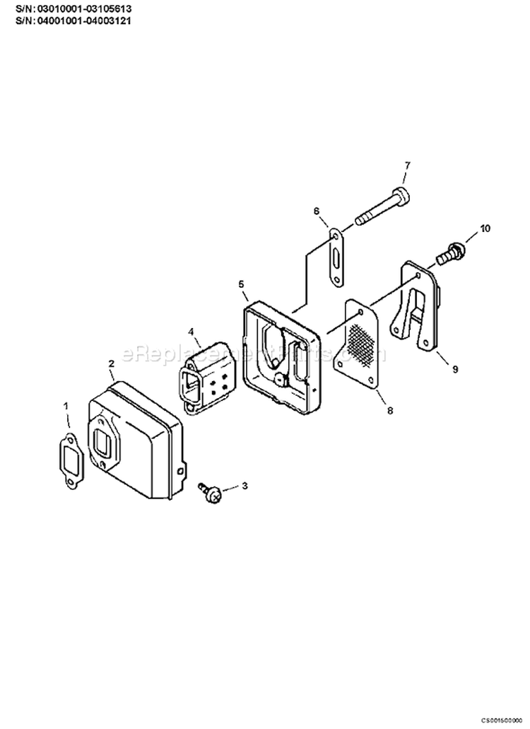 Page D Diagram and Parts List for CS-305 03001001 - 03999999 Echo Chainsaw