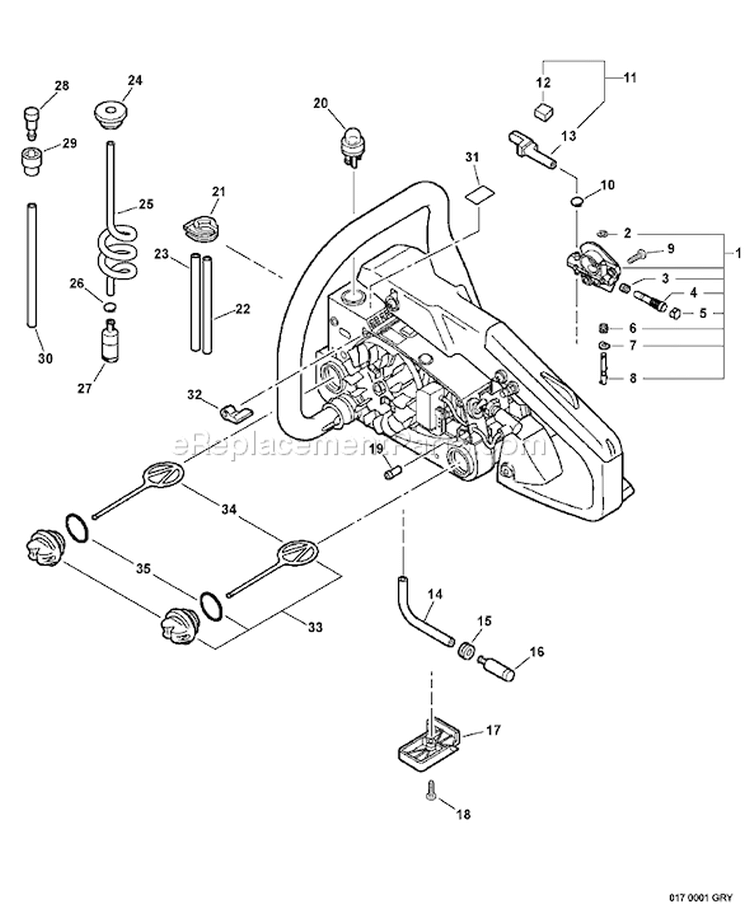 Page H Diagram and Parts List for CS-306 04001001 - 04999999 Echo Chainsaw