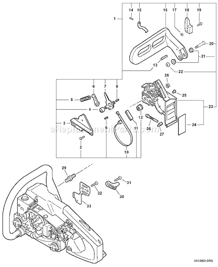 Page B Diagram and Parts List for CS-306 C09413001001 - C09413999999 Echo Chainsaw