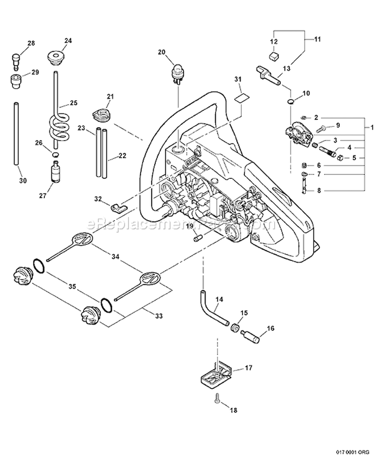 Page F Diagram and Parts List for CS-306 C09413001001 - C09413999999 Echo Chainsaw